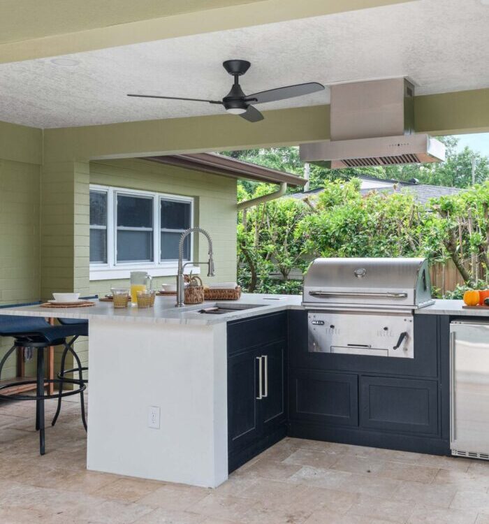 Outdoor Kitchen with Seating and Storage