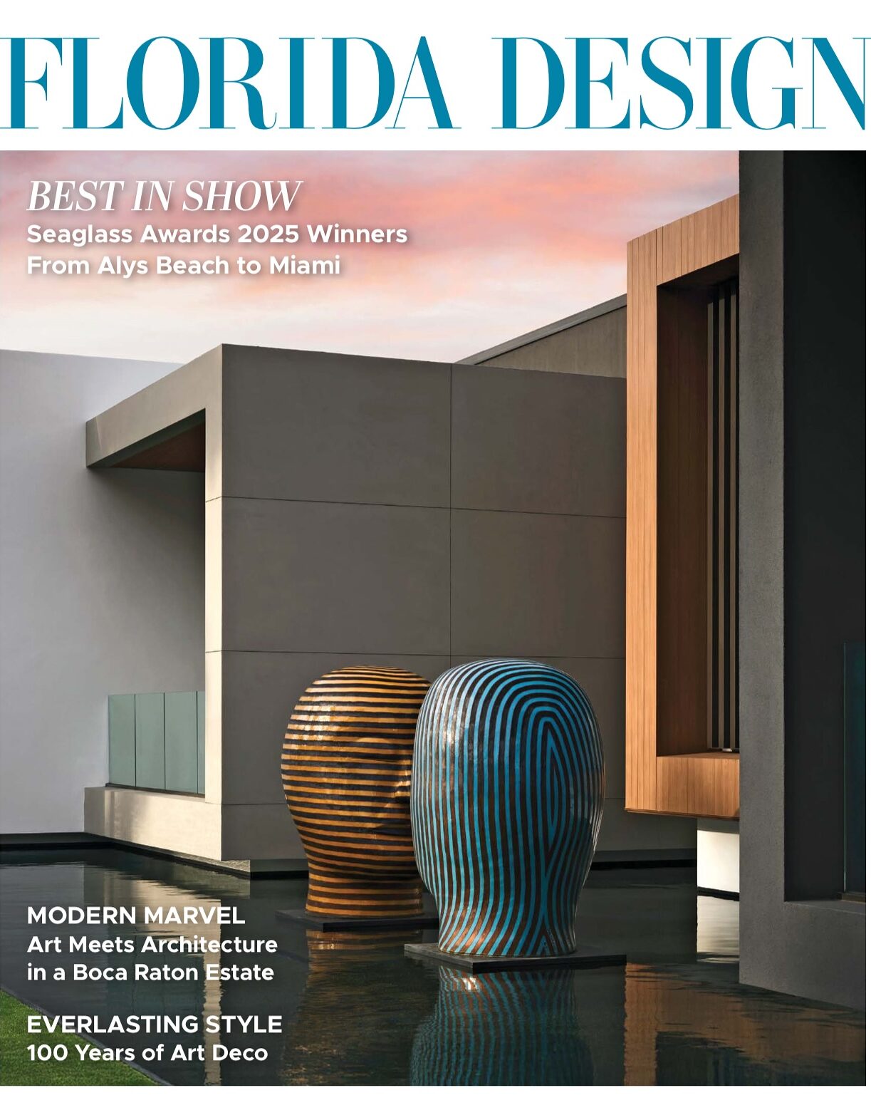 Florida Design magazine 2025 Seaglass Awards issue cover &mdash; the issue featuring KBF Design Gallery