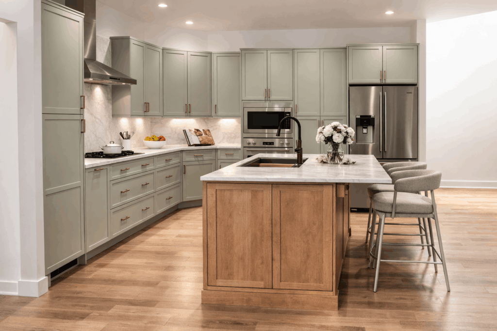 Studio KBF Kitchen Remodel with Sage Cabinetry