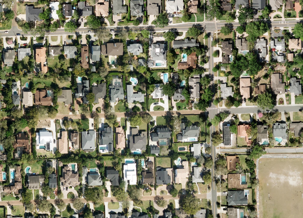 Aerial view of Oakhurst Avenue in Winter Park, Florida &mdash; KBF Design Gallery's kitchen, flooring, and finish work helped this home sell for $2,150,000, ranking it #2 of all 63 homes ever sold on the street.