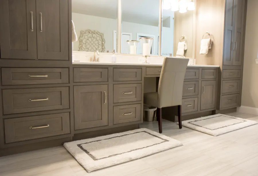 The vanity wall with seated makeup station