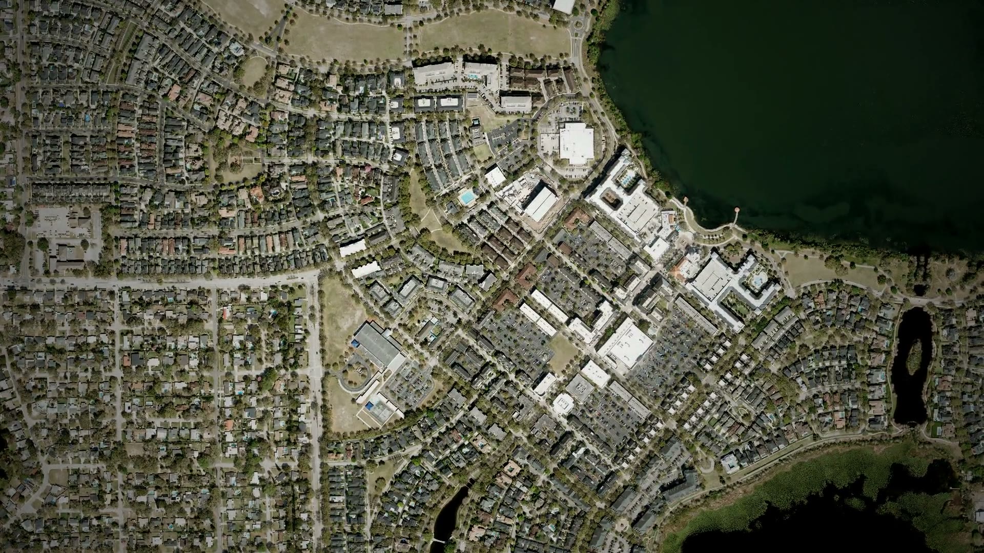 Aerial view over the Baldwin Park neighborhood